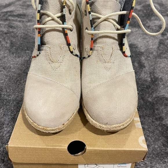 Toms Desert Wedge whisper burlap suede espadrille booties - Picture 6 of 8